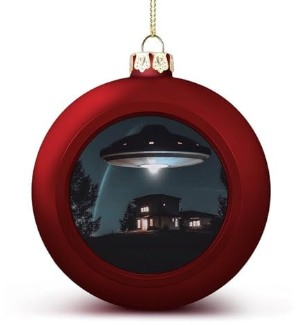 Hängende Weihnachtskugeln, UFO bei Nacht bedruckte Weihnachtskugeln, Weihnachtsbaumkugeln, Party-Weihnachtskugeln