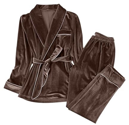 Pyjama Femme Hiver Chaud Pyjama Polaire Femme col V Ensemble de Pyjama Femmes en Flanelle Vêtements de Nuit Ensembles de Pyjama Chaud et Doux Combinaison Pyjama Filles Flanelle Loungewear Sleepwear