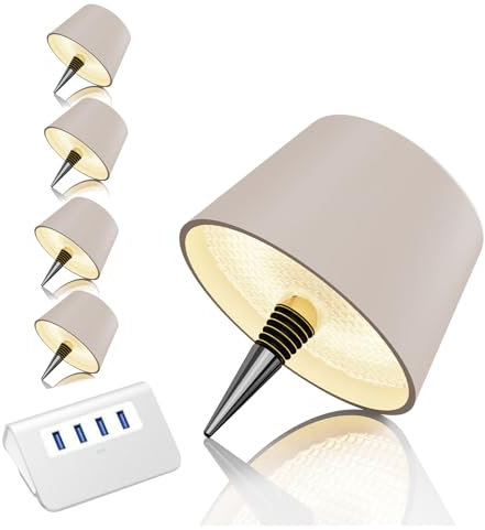 MU LIN Wiederaufladbare Flaschenlampe, kabellose Tischlampe, Touch-Steuerung, 3 Farbtemperaturmodi, dimmbar, für Wohnzimmer, Restaurant