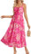 GRACE KARIN Women's Summer Casual Floral Boho Dress V Neck Spaghetti Strap Flowy Beach Maxi Dresses Rose Red XL