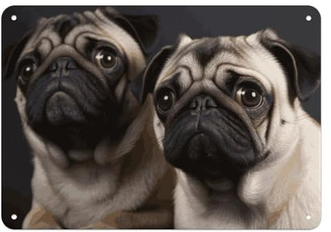 DWTJKMS Niedliches Mops-Metallschild, rechteckig, Metallgemälde, hängende Vintage-Druckbilder, modernes Eisenschild, Poster, modische Teller, Wanddekoration, Wandkunst für Zuhause