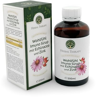 Herbal Therapy Wohlfühl-IMUNO-Sirup mit Echinacea & Zink | Natürlicher Sirup zur Immunstärkung | Für Kinder & Erwachsene | Unterstützt Abwehrkräfte & Vitalität | 200 ml
