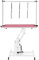 Monster Shop Hydraulischer Hundepflegetisch – Höhe 55–101 cm, Tragfähigkeit 180 kg, weiß-rosa Tischplatte, rutschfest 106 x 61 cm, weißer Stahl, Nivellierfüße, 3 Leinen
