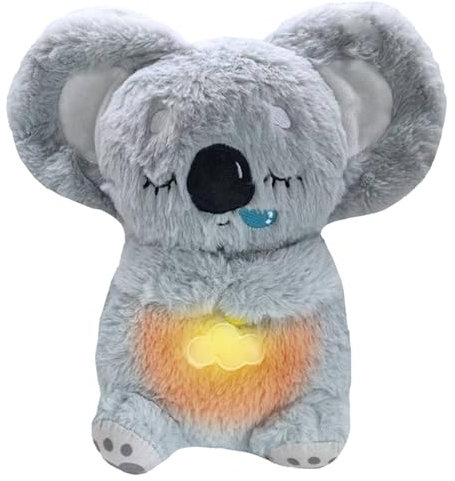 GwaOery Atemspielzeug Schlummer Koala Kuscheltier, Spielzeug mit Atembewegung und Musik Atmendes Kuscheltier Angst Entlastung Sensorische Plüsch Schlaf Stress Spielzeug für Kinder Erwachsene