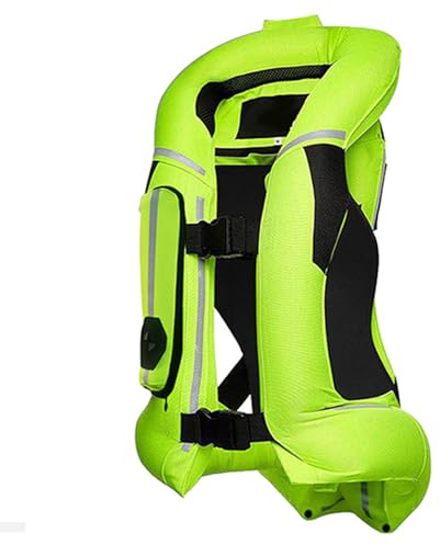 GDNKP Zugelassene Motorrad-Airbagweste, Herrenmotorrad Mit Reiten Sommerfahr Schutz Aufblasbarer Kollision Wiederverwendbar,Grün,XL