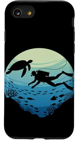 Retro Scuba Diver Sea Turtle Scuba Diving Case for iPhone SE (2020) / 7 / 8