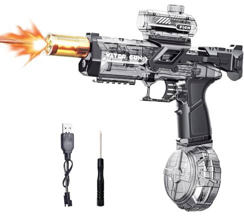Up to 32ft Long Range Water Gun, 500cc Electric Water Gun, Waters Guns Toy Pistol, Full Automatic Electric Squirt Guns With Lights, Watersss Gunss Toys for Pool Party Beach Adults Kids (black)