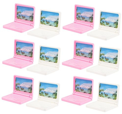 SUPVOX 12 Stück Teiliges Miniatur Laptop Modell Kunststoff Mini Computer Puppenhaus Deko Zubehör und Weiß Faltbares Design Robust und Detailreich für Kinderzimmer und Bastelprojekte