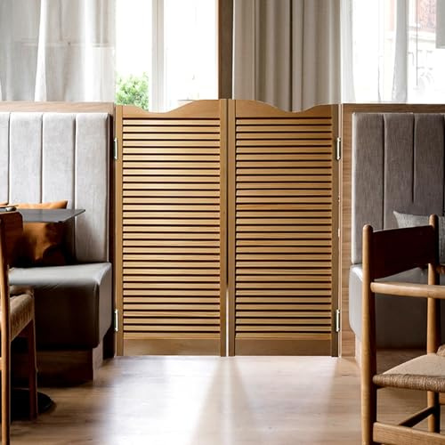 Schwingtür aus Holz mit Lamellen und Scharnieren für Innenräume, Küche und Bareingänge