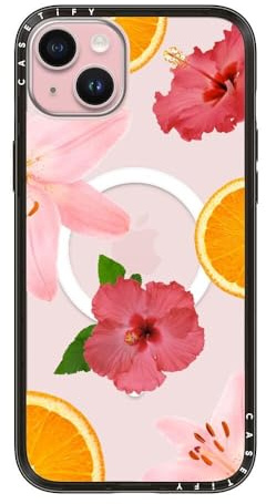 CASETiFY Compact iPhone 15 Plus Hülle [MagSafe-kompatibel/Schlank/Schutz vor Stürzen aus 1,2 m] - Tropical Zest - Transparentes Schwarz