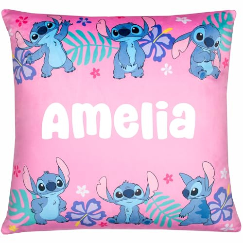 Disney Stitch Personalised Cushion Cover 44 x 44 cm Super Soft Pillow Case Gift for Girls Bedroom Home Décor