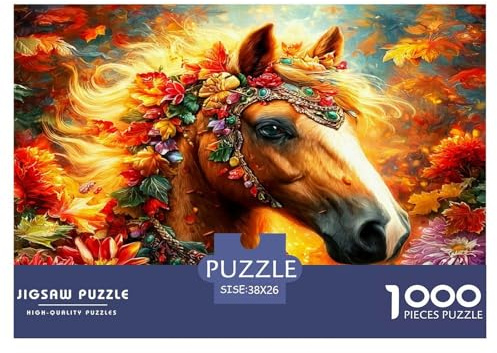 Rothaarige Pferde Puzzle 1000 Teile Impossible Geschicklichkeitsspiel Für Erwachsene Und Kinder, Klassische Herausfordernde Familie Aktivität Spiele Dekorative Geschenke 38x26cm/1000pcs
