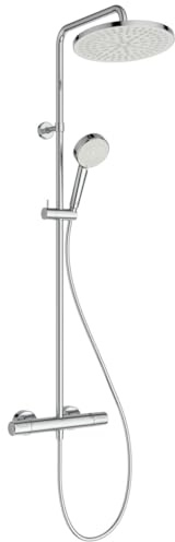 Ideal Standard Ceratherm T25 N Duschsystem, runder Duschkopf, wassersparende Brause mit variablen Strahlarten (12 l/min bei 3 bar), Verbrühschutz und Thermostatfunktion – Chrom (315x510.5x1117 mm)