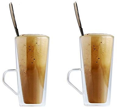 Maxxo Verres à Double Paroi Frappé 2X 320 ML Tasses Thermos en Verre Isotherme Résistant au Chaud et Froid avec Effet Flottant