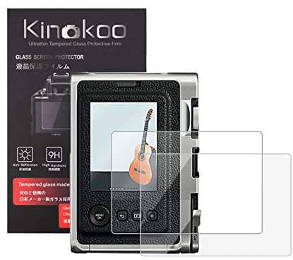 kinokoo Screen Protector for Fuji Mini EVO/X-Pro1 camera, 0.25mm 9H Hardness Tempered Glass Film for Fuji X-Pro1 / Instax Mini EVO camera - Bubble Free& Anti-Scratch&Anti-Finger Print (2 Pack)