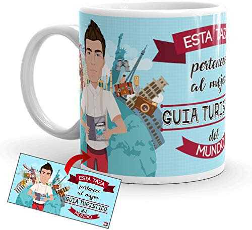 Kembilove Taza de Café del Mejor Guía turístico del Mundo – Taza de Desayuno para la Oficina – Taza de Café y Té para Profesionales – Taza de Cerámica Impresa – Tazas de 350 ml para Guías turísticos