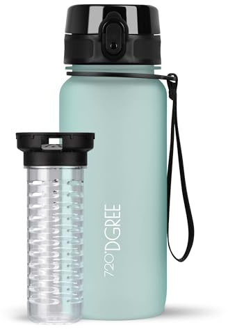 720°DGREE Gourde, Bouteille d’Eau “uberBottle“ +Tamis-Fruits – 350ml, 500ml, 650ml, 1l, 1,5l, 2l - Sans BPA, Étanche, Anti-Fuite, Réutilisable, Légère - Idéal pour École, Sport, Fitness, Gym, Travail