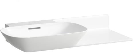 Laufen INO Waschtisch, ohne Hahnloch, mit Überlauf, Keramikablage rechts, 900x450, weiß, Farbe: Weiß mit LCC - H8133024001091