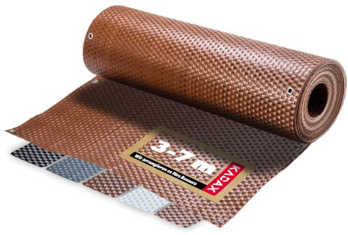 KADAX Sichtschutz für Balkon, Terrasse, Zaun, wetterfeste Sichtschutzmatte aus PE-Rattan, Balkonbespannung mit Kabelbinder, Sichtschutzzaun, Balkonverkleidung, Windschutz (0,9 m x 3 m, honiggelb)