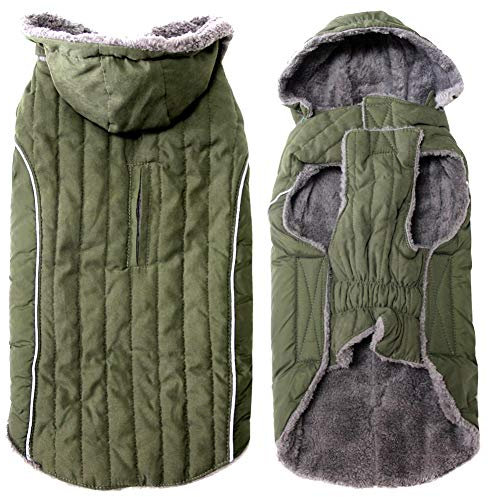 JoyDaog Hunde-Kapuzenpullover aus Fleece, für mittelgroße Hunde, sehr warm, Größe L, Grün