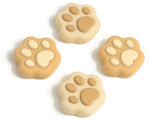 GeekShare Tapas de Agarre para Pulgar con Forma de Pata de Gato, Cubierta de Silicona Suave para Joystick Compatible con Switch/OLED/Switch Lite (marrón y Amarillo)