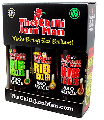 The Chilli Jam Man Smoky Box - Set Of 3 Chilli BBQ Sauces - Mild Medium Hot BBQ Condiments In Gift Box