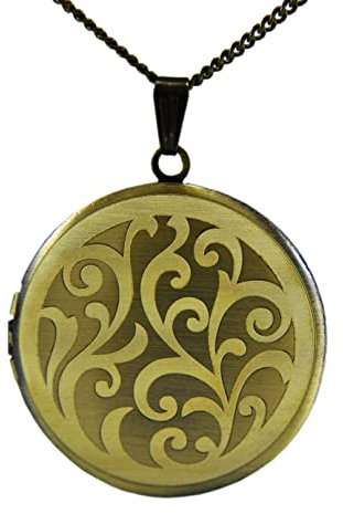 Vintage - Medaillon Halskette - Ornament - Foto Medaillon - Floral - Fotoanhänger - Alltagsschmuck -Amulett - Geburtstagsgeschenk Frau - Medaillon zum öffnen für Bilder - Handmade: Ketten - Bronze