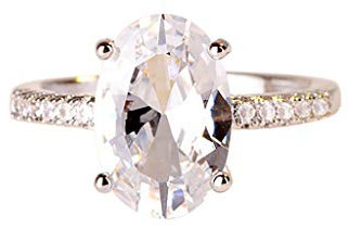 ROMIDA Diamant Ringe Stein Ring mit Zirkonia Kristallen, Frauen Silber Stein Ring Damen Partnerringe Fingerringe Damenring. Klassik Silber Schmuck Mädchen Frauen
