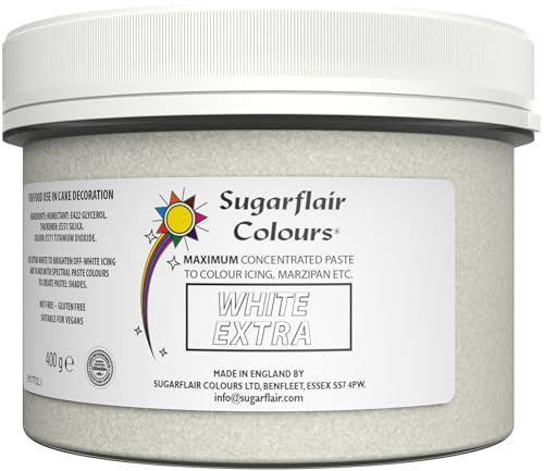 Sugarflair White Extra Food Colouring Paste 400g - Maximum Concentrated Paste Food Dye for Cake Decorating, Fondant, Buttercream, Cake Batter and More - Vegan, Kosher, Bake-Stable