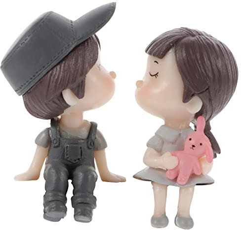 BESPORTBLE 1 Paar Hocker Paar Ornamente Paar Skulpturen Feengartenfiguren Paar Puppenfiguren Mini-gartenfiguren Miniatur-landschaftsornament Paar Figur Liebhaber Romantisch Armaturenbrett PVC