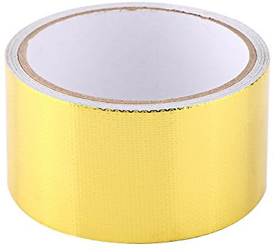 Auto-Hitzeschild-Wrap, Selbstklebend reflektierend 1 Rolle Auto-Aluminiumfolie, selbstklebend, reflektierend, hitzebeständig, Wickelband, 2 Zoll x 16 Fuß, Gold