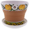 CERÁMICA ESPAÑA Pots en terre cuite rouge | Pots décoratifs | Pots en céramique | Pots d'extérieur | Décorés oranges - D10 | Décoration 100 % faite à la main | 20 x 20 x 18 cm | Assiette émaillée