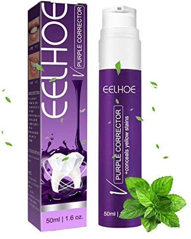 BAOK 5 Pcs Lila Zahnpasta zur Zahnaufhellung | 50ml Color Corrector Zahnpasta zur Zahnaufhellung,Color Corrector Toothpaste, Zahnpasta zur intensiven Fleckenentfernung