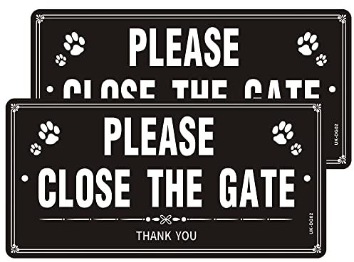 Pack of 2 Please Close the Gate Sign Reflective Aluminum - 15x30cm, Outdoor Waterproof, UV Resistant, Durable