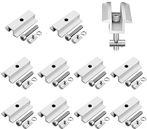 GETLITOOL 10PZ Morsetto Centrale 70mm per Pannello Solare Profilo 40X40 con Dadi Blocchetti Scorreovli Viti M8 Set Staffe di Montaggio in Alluminio per Modulo Fotovoltaico 30-42mm - Argento