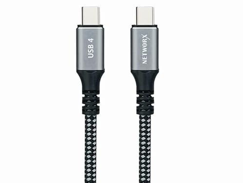 Networx USB-C-Kabel, USB-C auf USB-C 4.0 Ladekabel, 5Kx60 Hz, 1 m, schwarz/grau