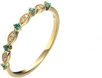 Epinki Echtes Ring Gold 585 14K, Eheringe mit Smaragd (Grün, Rundschliff) Gelbgold Au585 Solitärring Hochzeitsring Verlobungsring für Damen, Gold, Gr.53