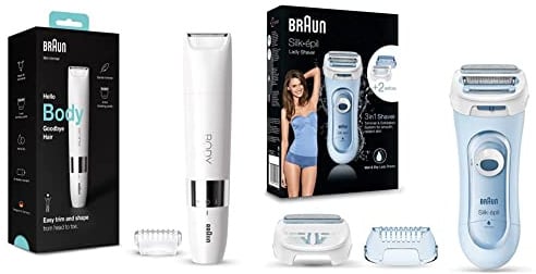 Braun Face Spa, Depilatore Donna Epilatore Viso e Corpo con Rifinitore, Ideale per la zona Bikini & Silk-épil Depilatore Donna, 3in1, Epilatore con senza Fili, LS5-160 Azzurro e Bianco