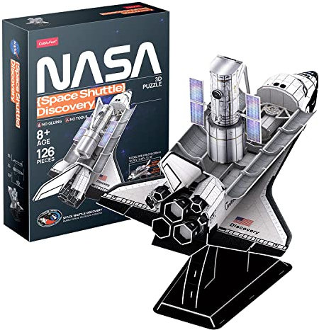 NASA - 3D Puzzle Kinder Space Shuttle Discovery | 3D Puzzle Erwachsene | Modellbausatz Erwachsene | Geschenk Für Kinder Ab 8 Jahre | 126 Stücke | DIY