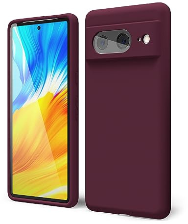 oakxco for Google Pixel 8 Case Liquid Silicone, Soft Rubber Gel Elegant Thin Slim TPU Matte Smooth Case with Camera Lens Cover for Women Girl Cute, Burgundy Plum Wine