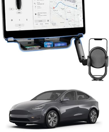 Shademax Under Screen Storage Tray with Phone Holder for Tesla Model 3/Model Y 2025 2024 2023 2022 2021 Center Console Organizer Storage Box Waterproof ABS Model 3 / Y Accessories Black 1PCS