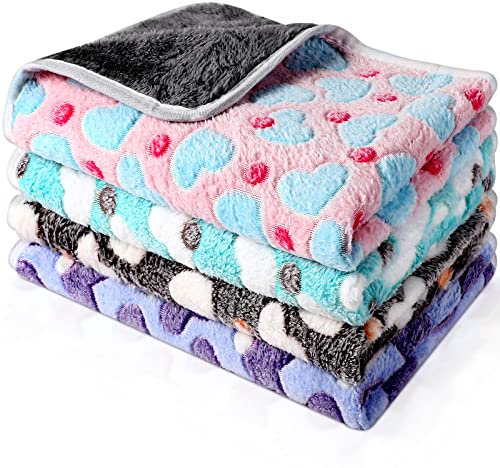 Namalu 4 Wasserdicht Meerschweinchen Fleecedecken Klein Waschbar Hundedecke Saugfähig Meerschweinchen Käfig Einlagen Wiederverwendbar PIPI Pads Schlaf Kuscheldecke (Herz, 30 x 30 cm)