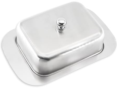 alwaiiz Beurrier Inox, Beurrier Avec Couvercle pour 250 g de Beurre, Convient pour la Cuisine Familiale et les Restaurants, Argent