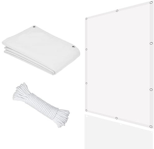 Sonnensegel Rechteckig 6 x 8 m Balkonverkleidung mit Seilen und Befestigungs Kit für Außenbereiche wie Garten und Balkone, Weiß