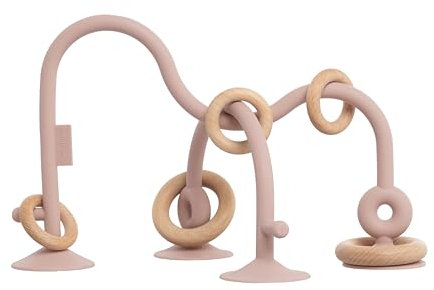 Baby's Only - Motorikschleife - Baby Motorikspielzeug - kugelbahn aus Silikonen und Holz - Kugel Labyrinth - Babyspielzeug für Jungen und Mädchen - Für 3 bis 18 Monaten - Alt Rosa