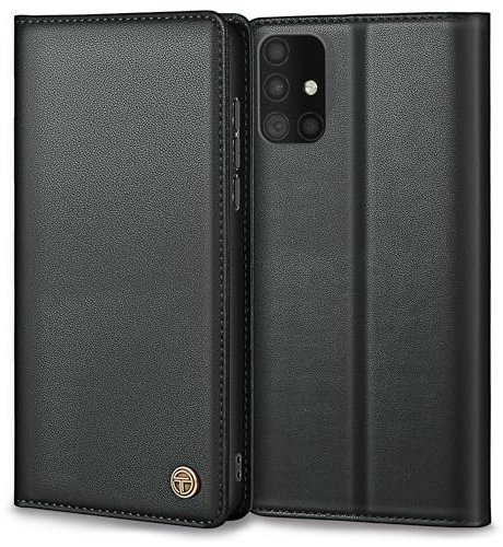 Handyhülle für Samsung Galaxy A51 4G Hülle, Premium Lederhülle Schutzhülle für Samsung A51 Hülle Wallet Kartenfach Standfunktion Klappbar Flip Case für Galaxy A51 Hülle, Schwarz