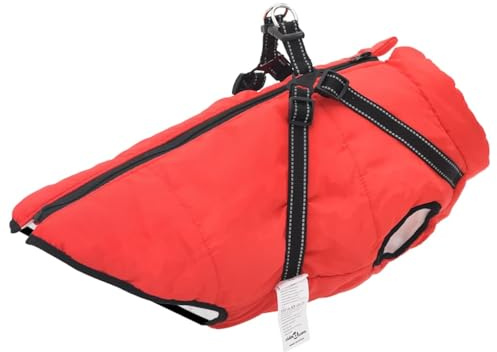 vidaXL Hundemantel mit Geschirr Wasserdicht Reflektierend Rot L48