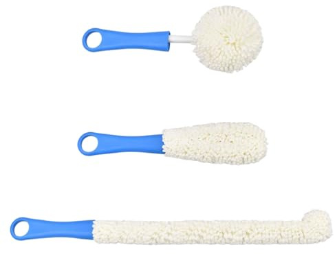 minkissy Cepillos Copas Vino Kit Lavado Copas De Vino 3 Cepillos De Limpieza para Copas Decantador Y Tazas Mango Ligero De Plástico Seguro para Cristalería Reutilizable para Cocina Y Hogar