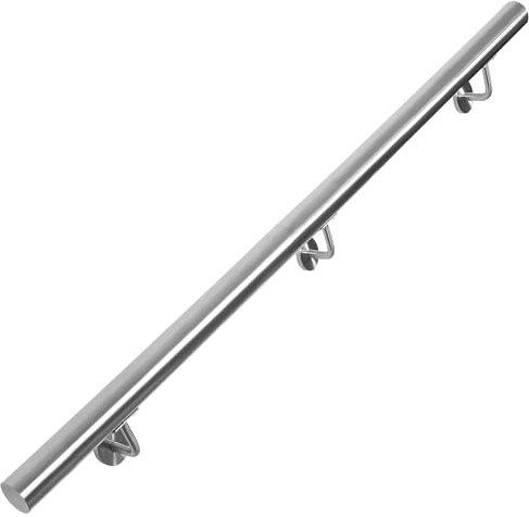 IBVIVIC 200 cm Wandhandlauf aus Edelstahl für Treppen, Treppengeländer mit 3 Halterungen für Treppe, Innenbereich, Außenbereich, Loft, Veranda, Garage, Handlauf (Silber)
