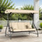TLSUNNY 3-Seat Patio Swing Chair W/Adjustable Canopy & Backrest, Removable Seat Cushion, Convertible Porch Bed with Stand, 45° Adjustable Canopy, for Backyard, Poolside, 750LBS (Pillow not Included)